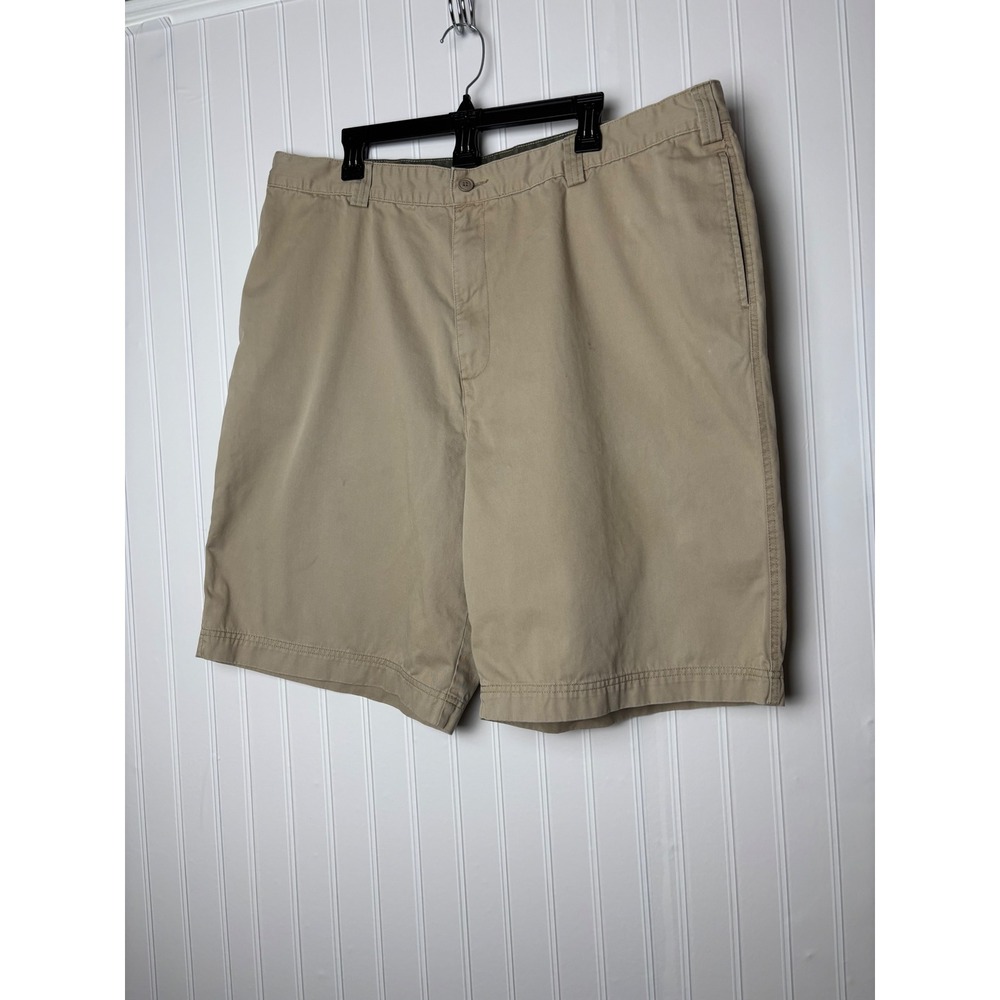 Old Navy Khakis Mens W42 Tan Beige Cotton Twill Flat Front Casual Shorts
